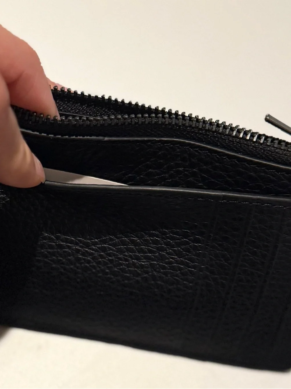 New! Men's Black Leather Zip Card Wallet - Unbranded